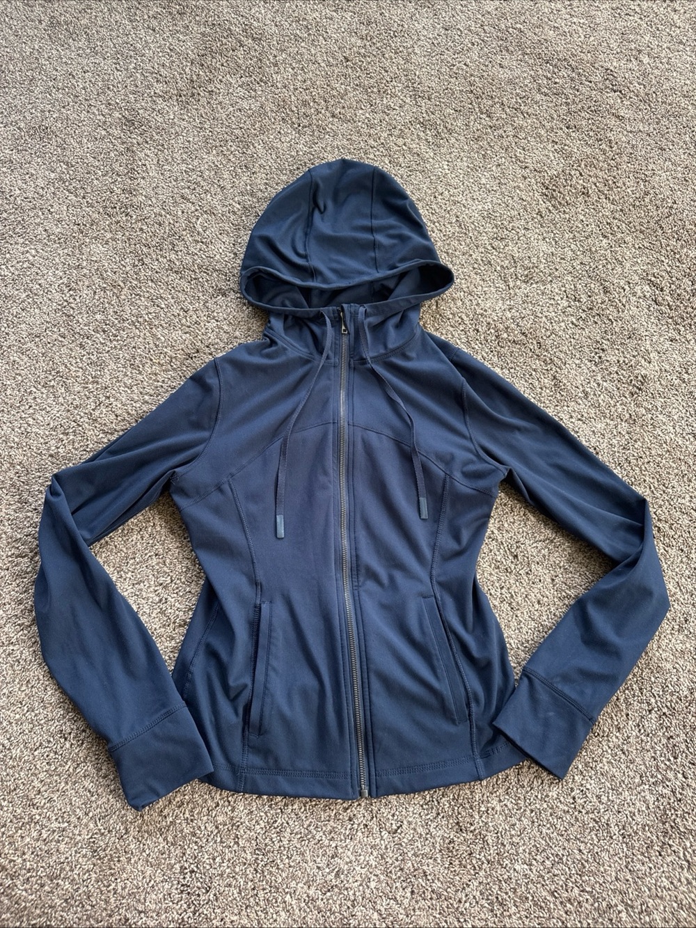 Love Tree Women’s Large but fits Fitted Medium Navy Hooded Zip Jacket EUC
